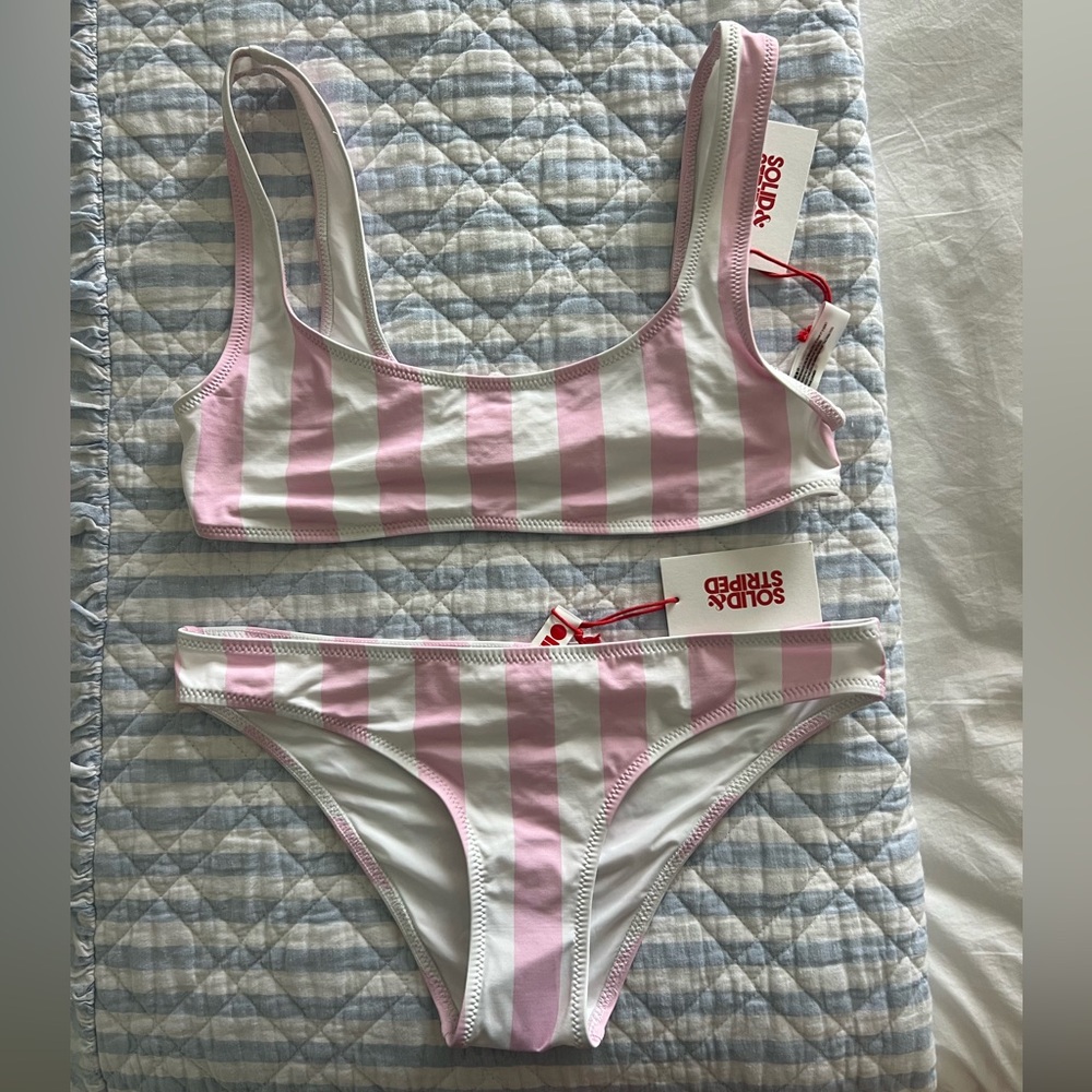 Solid and striped bikini